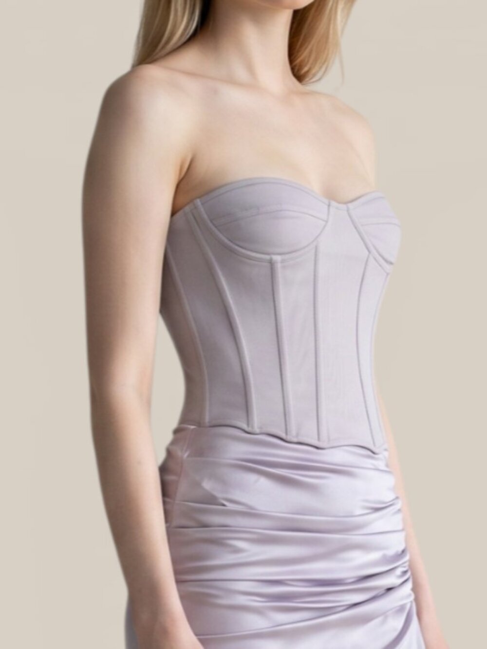 House of CB Demi Corset Bustier Silver Pewter XS NWOT
